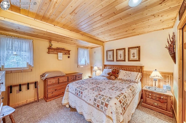 136 Beneaton Ln, Westcliffe, CO 81252 - carpeted bedroom featuring wooden ceiling and wooden walls