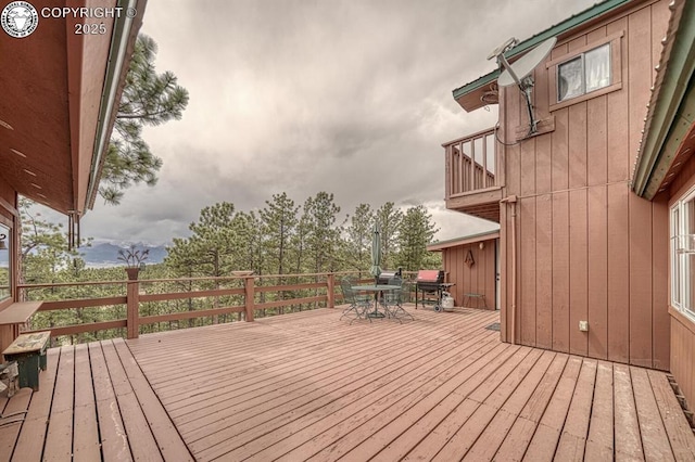 136 Beneaton Ln, Westcliffe, CO 81252 - wooden terrace with outdoor dining space