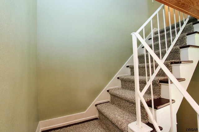 stairs with carpet flooring