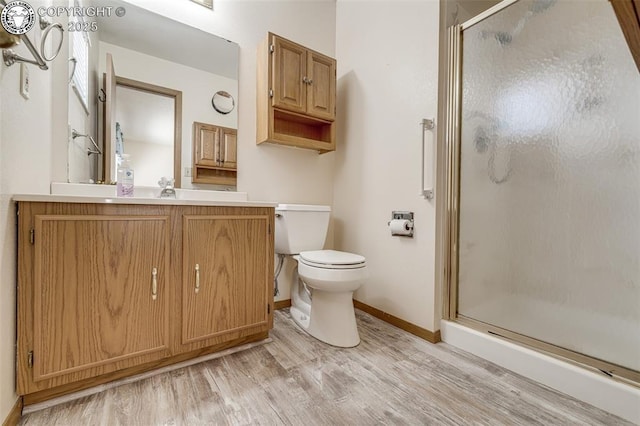 168 Willmoor Ct, Canon City, CO 81212 - bathroom featuring wood finished floors, vanity, and a shower stall