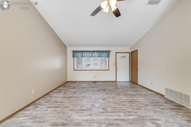 168 Willmoor Ct, Canon City, CO 81212 - unfurnished room featuring light wood-style flooring, a ceiling fan, and lofted ceiling
