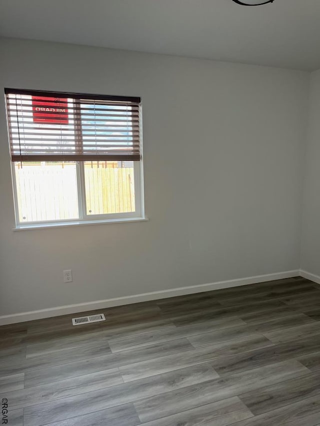 spare room with wood-type flooring and a healthy amount of sunlight