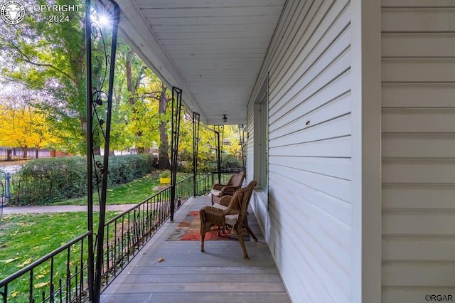 deck featuring covered porch