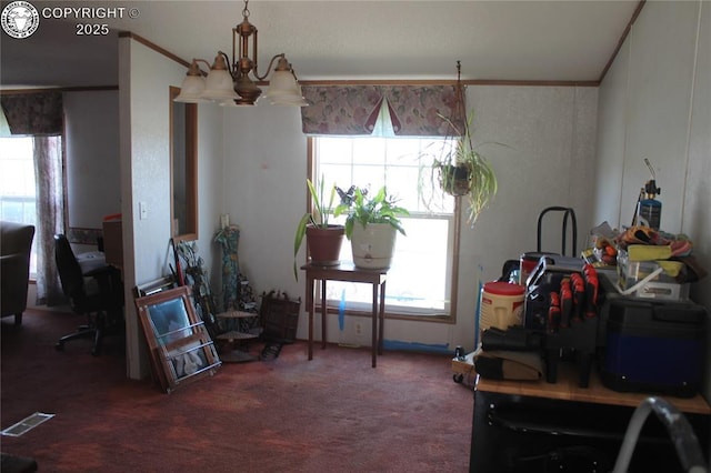 8 Cedar Ridge Rd, Williamsburg, CO 81226 - carpeted home office with healthy amount of natural light and crown molding