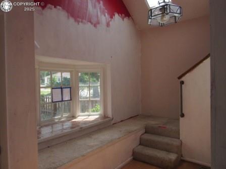 515 Mystic Ave, Canon City, CO 81212 - stairs featuring high vaulted ceiling