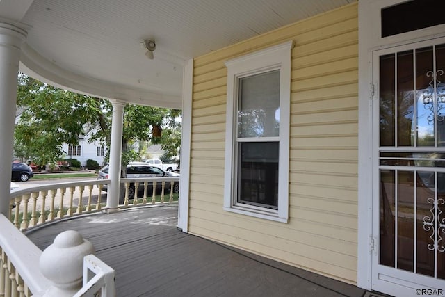 wooden terrace with covered porch