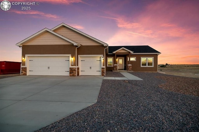 view of front of house with a garage