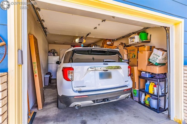 garage with a garage door opener