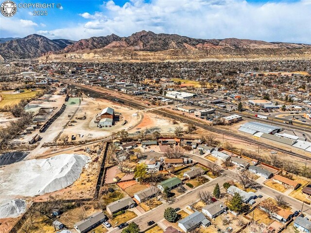 aerial view featuring a mountain view