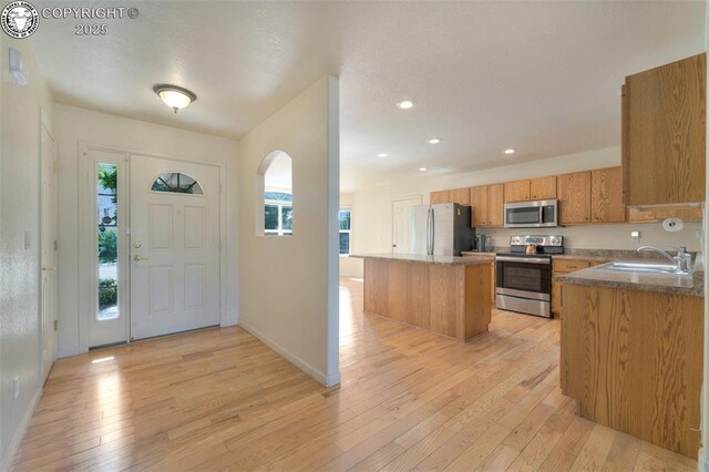 355 Antero Dr, Canon City, CO 81212 - foyer entrance featuring light wood-style flooring and recessed lighting