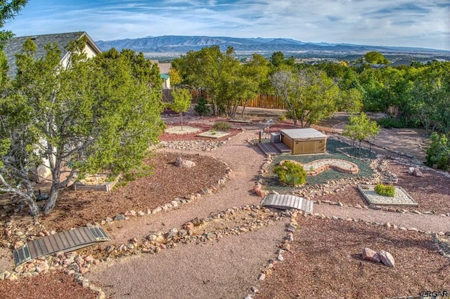 view of yard with a mountain view