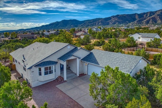 aerial view with a mountain view