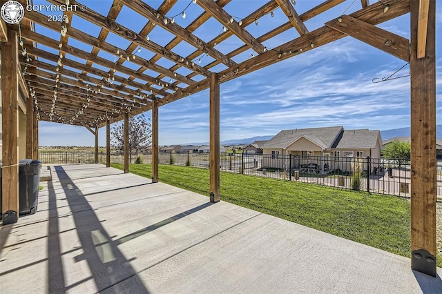 view of patio featuring a pergola