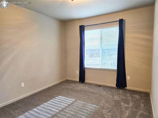 carpeted spare room with a textured ceiling