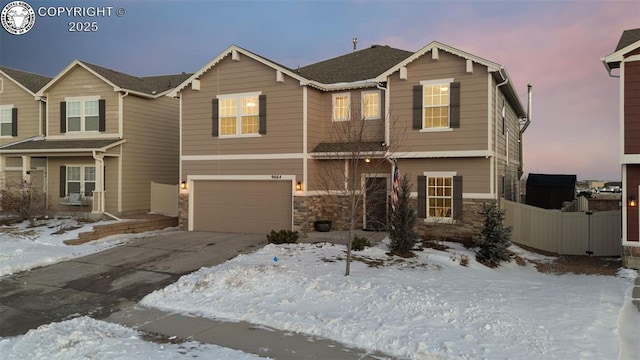 view of front of property with a garage