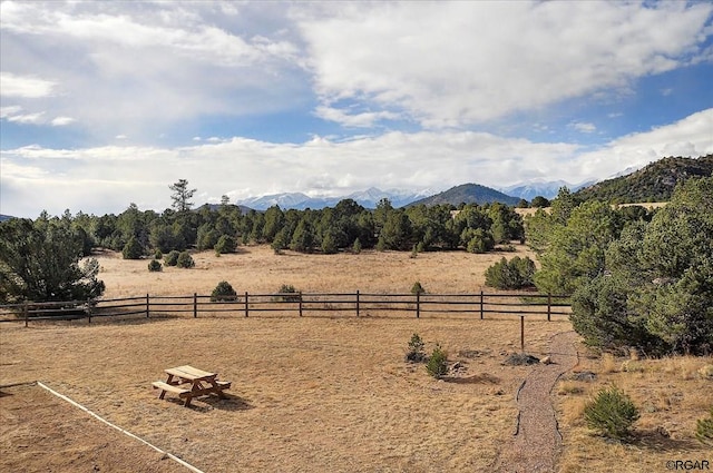 mountain view with a rural view