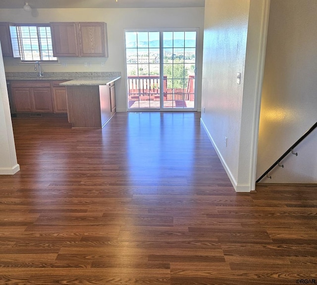 kitchen featuring sink and dark hardwood / wood-style flooring