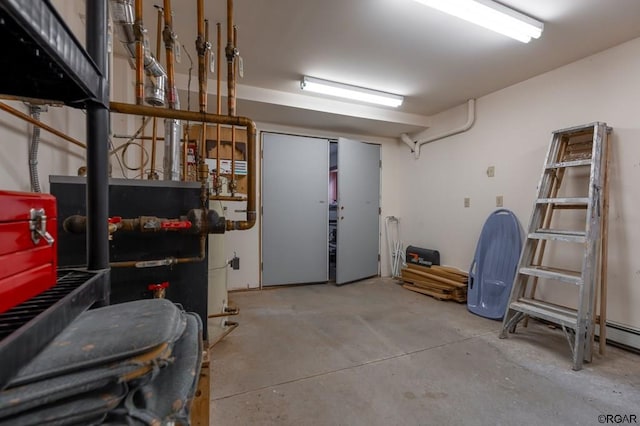 garage featuring water heater