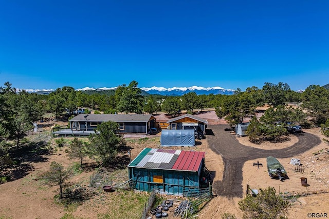 aerial view with a mountain view