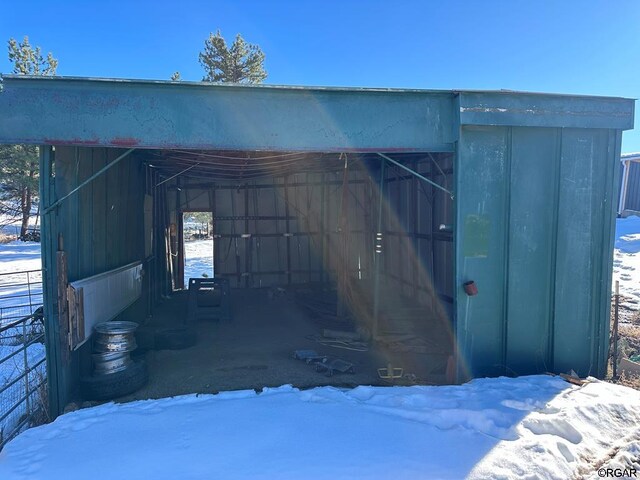 view of snow covered structure