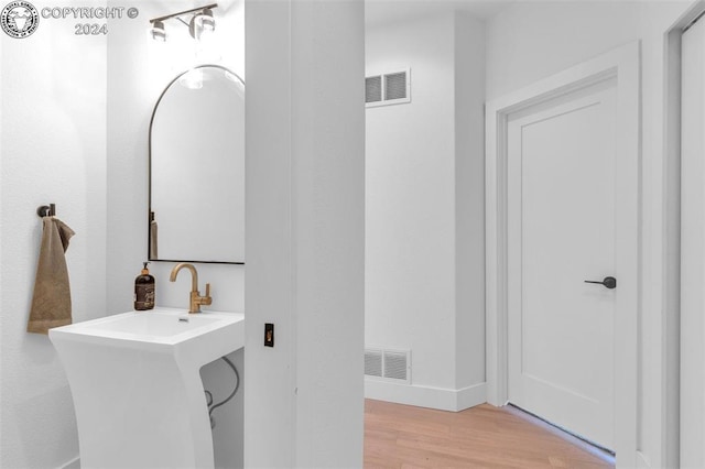 bathroom featuring sink and wood-type flooring