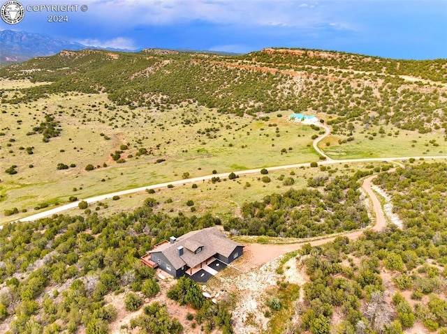 aerial view with a mountain view