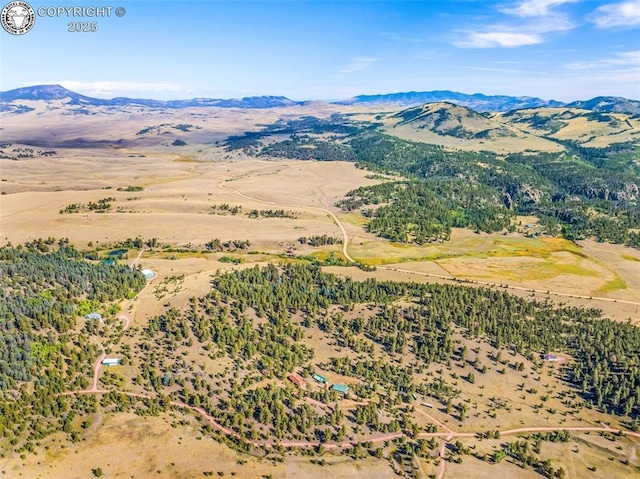 drone / aerial view with a mountain view