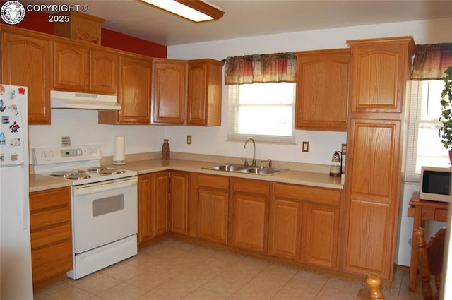 kitchen featuring sink and white appliances