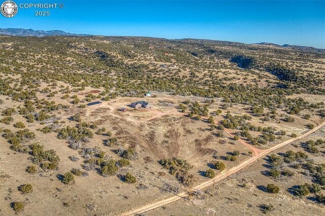 birds eye view of property featuring a mountain view