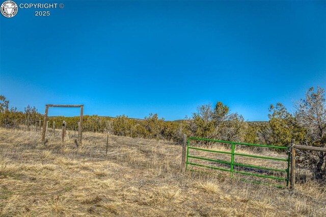 view of gate with a rural view