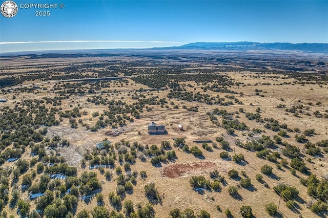 birds eye view of property with a mountain view