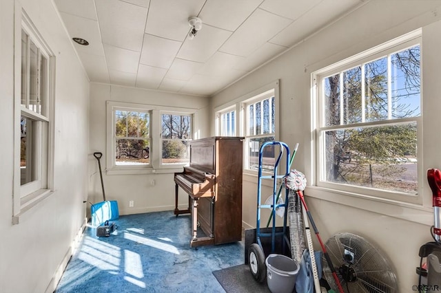 workout area featuring carpet floors