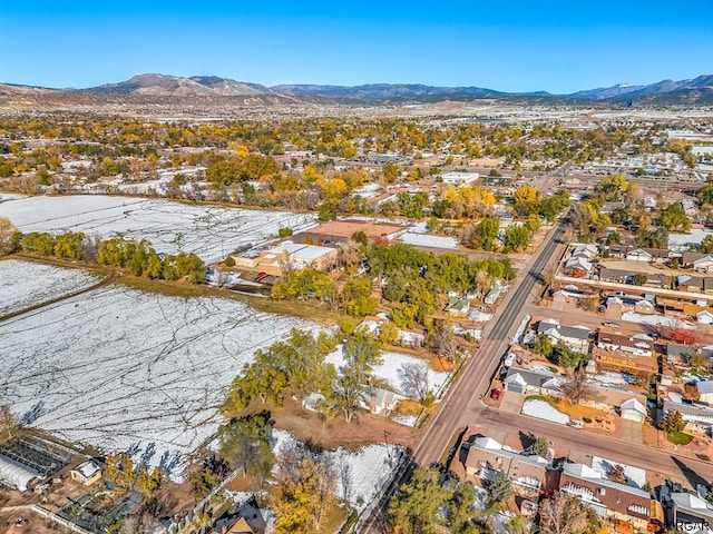 drone / aerial view with a mountain view