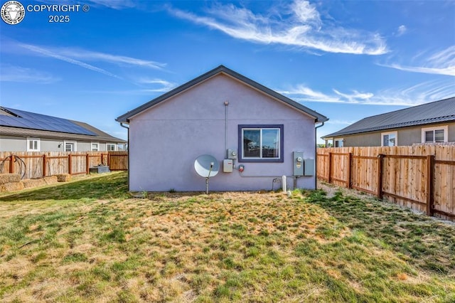 202 First St, Silver Cliff, CO 81252 - rear view of house featuring stucco siding and a fenced backyard