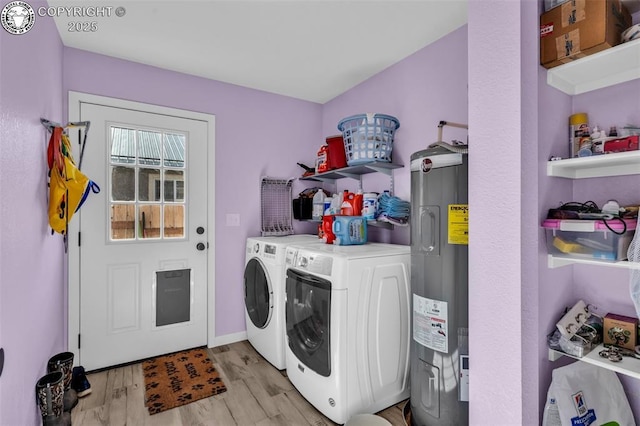 202 First St, Silver Cliff, CO 81252 - washroom featuring water heater, washing machine and dryer, and light wood-type flooring