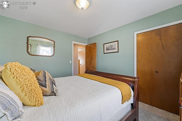 bedroom featuring a closet and carpet floors