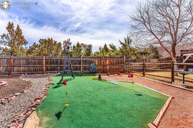 view of yard featuring a fenced backyard