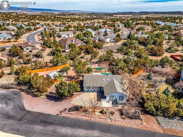 bird's eye view with a residential view