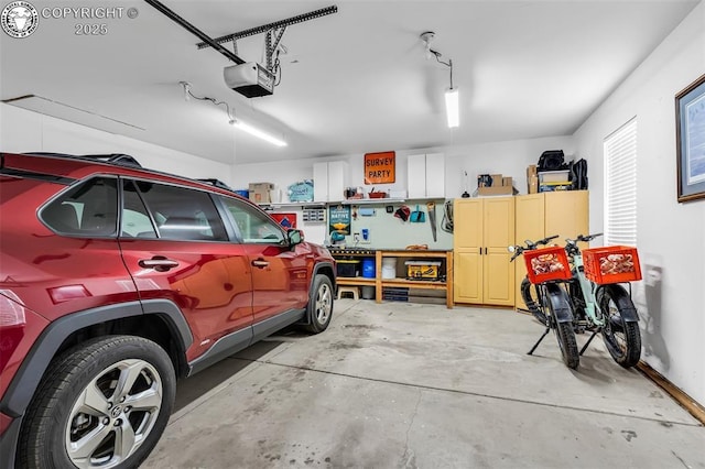 garage with a garage door opener