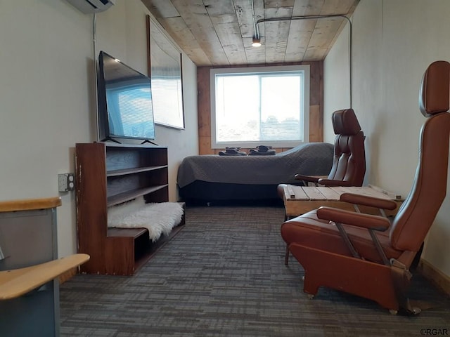 bedroom with wood ceiling