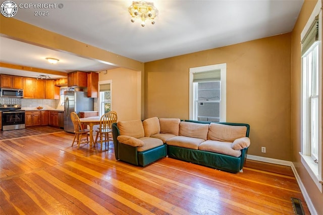 living room featuring light hardwood / wood-style floors