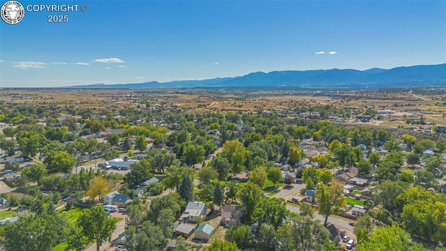 drone / aerial view with a mountain view