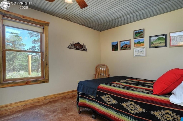 214 Durfee Cir, Westcliffe, CO 81252 - bedroom featuring carpet, baseboards, and ceiling fan