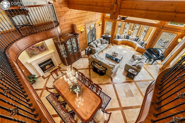 324 Elk View Ct, Canon City, CO 81212 - living room with a glass covered fireplace and high vaulted ceiling