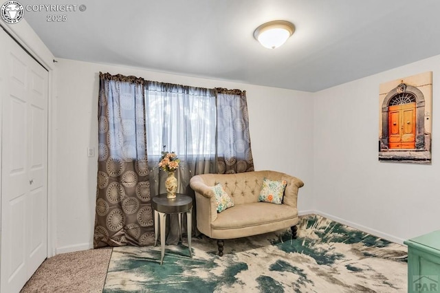 sitting room with carpet