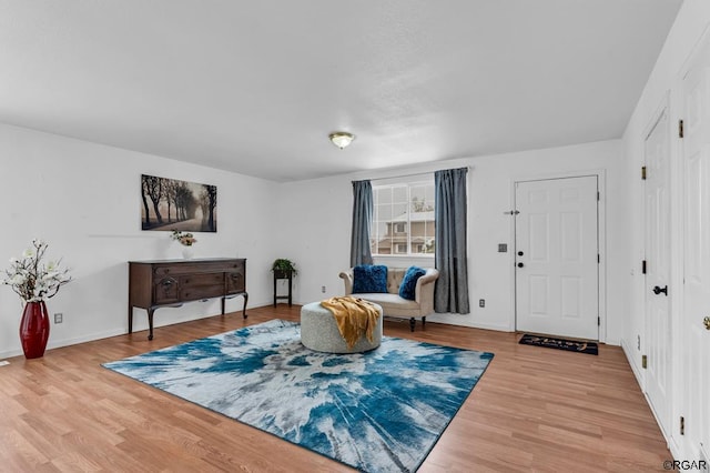 sitting room with hardwood / wood-style floors