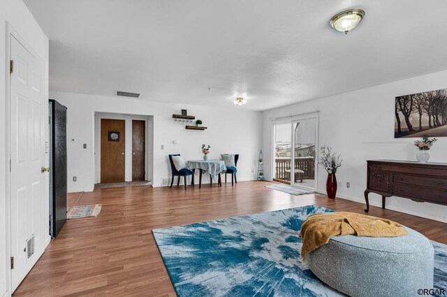 living room with wood-type flooring