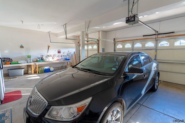 garage with a garage door opener