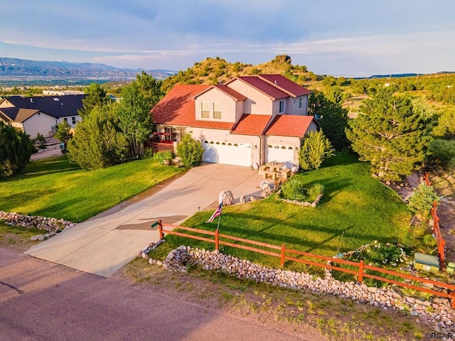 aerial view featuring a mountain view