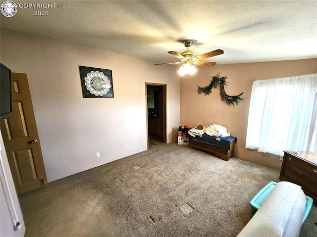 bedroom with carpet flooring and a ceiling fan